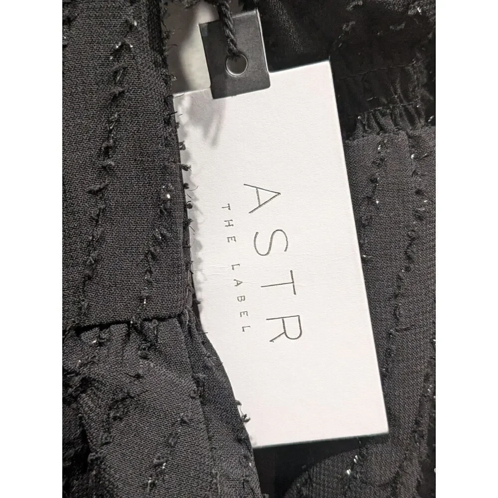 New ASTR The Label Chiffon Shimmer Square Neck Puff Marie Sleeve Crop Top, S